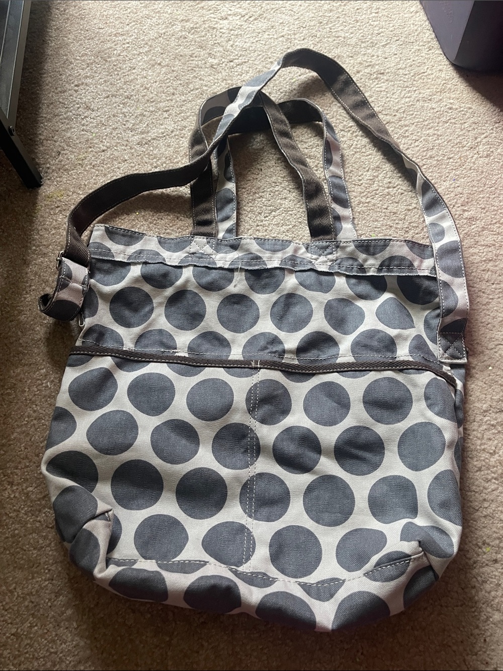 Thirty one retro metro canvas Polka Dot Tote Bag in Gray and Cream